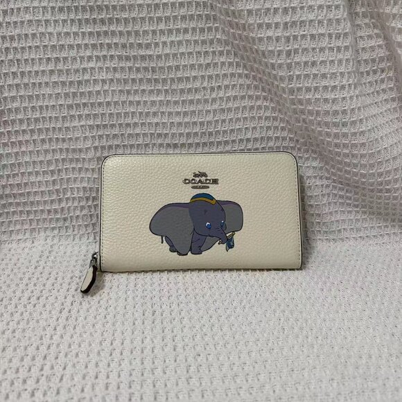 NEW Disney X Coach Medium Zip Around Wallet With Dumbo - Picture 1 of 10